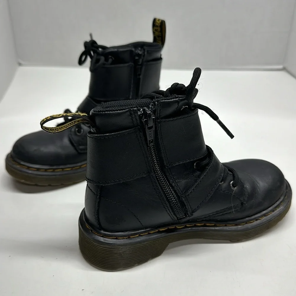 Dr Martens Joska Combat Boots Leather Lace Up Docs 1460 Black Youth Kids Size 12